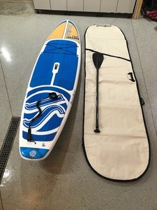 lot 12 image: Jimmy Styks 208 Hybrid stand-up paddle board with paddle and storage bag with manual