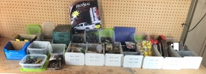 lot 256 image: Large lot of hardware and Wards Master Quality hardware metal box and more