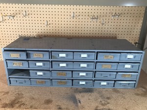 lot 253 image: 23 Drawer metal hardware cabinet full of hardware