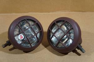 lot 43 image: Antique Automotive Lights with Protective Grid