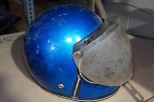lot 74 image: Vintage Blue Helmet with Shield