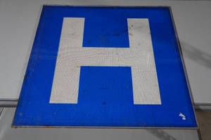 lot 231 image: Vintage Reflective Road Sign - Hospital