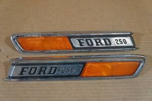 lot 461 image: Ford 250 Truck Hood Side Emblems with Reflectors - 1967-72