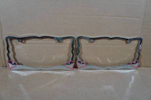 lot 351A image: Chrome License Plate Frames - Hearts