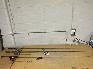 lot 67 image: Lot Of 3 Fishing Poles w Reels
