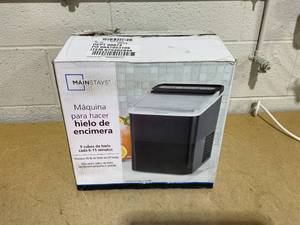 lot 133 image: Mainstays Countertop Ice Maker, Rich Black, 9 Bullet Cubes, 2 Ice Sizes, 26 lbs24H with Removable & Washable Ice Tray & Scoop