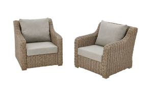 lot 5 image: Better Homes & Gardens Bellamy 2-Pack Outdoor Wicker Club Lounge Patio Chairs, Gray
