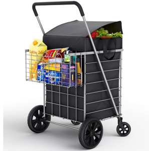 lot 207 image: Honey-Can-Do 4 Wheel Folding Utility Cart, Silver