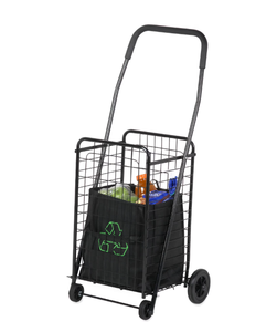 lot 208 image: Honey Can Do Steel Folding 4-Wheel Utility Rolling Cart, Black