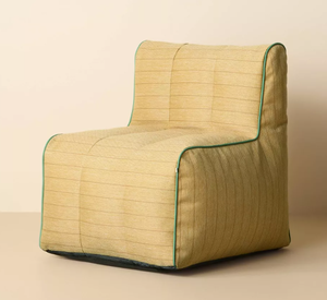 lot 230 image: LOT OF 4 Natural Stripe with Green Trim Armless Outdoor Patio Cushion Chair - Hearth & Hand with Magnolia