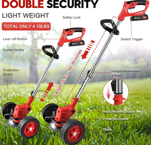 lot 256 image: XEENSO Cordless Electric Weed Lawn Eater Edger, 3 in 1 Trimmer with 2 heels, Mini Electric Brushcutter for Gardening Tools