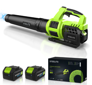 lot 260 image: Steelite 21V Cordless Leaf Blower,120 MPH 480 CFM,Electric Lightweight Blower with 2 x 4.0Ah Battery Packs and Charger,for Lawn Care, Patio Cleaning, Blowing Leaves and Dust