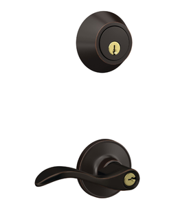 lot 269 image: First Secure by Schlage Deadbolt and Keyed Entry Presley Lever in Aged Bronze