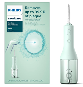 lot 396 image: Philips Sonicare Power Flosser 2000 Cordless, Oral Irrigator for a complete clean in 60 seconds, Mint, HX382214
