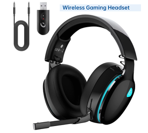 lot 492 image: Ecomoment Wireless Gaming Headset for PS5,PS4,PC,Switch,with Bluetooth 5.3&2.4GHz USB, Black,0.7lb