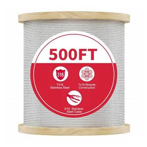 lot 21 image: TGPRDT 500 Feet 316 Stainless Steel Cable for Deck Railings