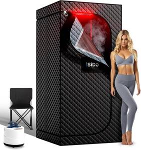lot 49 image: Isido Portable Infrared Steam Sauna with Red Light Therapy