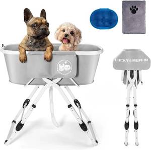 lot 53 image: Lucky Muffin Premium Elevated and Foldable Dog Bathtub