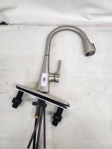 lot 14 image: Single Handle Stainless Steel Kitchen Faucet with Pull Down Sprayer
