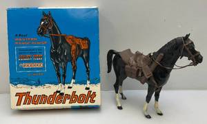 lot 5 image: 1970s MARX Brand JOHNNY WEST THUNDERBOLT Horse In Original Box