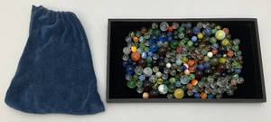 lot 9 image: Misc. Vintage Marbles With Marble Bags