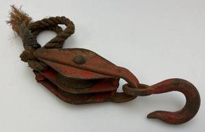 lot 14 image: Antique 9 Metal Double Wheel Pulley