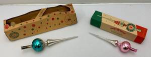 lot 99 image: Two 1950s Vintage Shiny Glass Brite SpireFinial Topper In Original Box Made In Western Germany