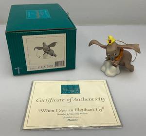 lot 146 image: EST. $75.00-$100.00 Vintage WDCC Dumbo & Timothy When I See An Elephant Fly Figurine  With COA In Original Box