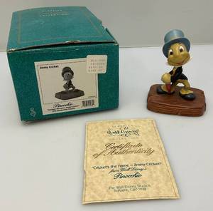lot 157 image: EST. $95.00-$150.00 Vintage WDCC Pinocchio Jimmy Cricket Crickets The Name -Jimmy Cricket Figurine   With COA In Original Box
