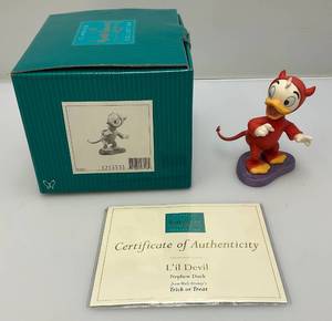 lot 158 image: EST. $195.00-$225.00 Vintage WDCC NepheW Duck Lil Devil Figurine With COA In Original Box