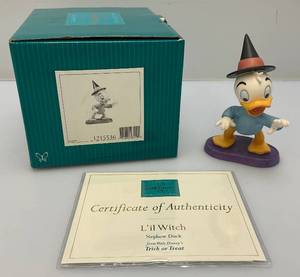 lot 159 image: EST. $150.00-$200.00 Vintage WDCC Nephew Duck Lil  Witch Trick Or Treat Figurine  With COA In Original Box
