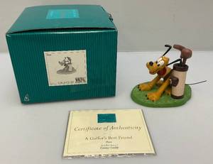 lot 172 image: EST. $125.00-$200.00 Vintage WDCC Pluto A Golfers Best Friend Canine Caddy Figurine  With COA In Original Box