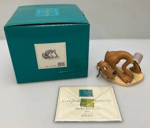 lot 190 image: EST. $85.00-$120.00 Vintage WDCC Sticky Situation Pluto From Disneys Beach Picnic Figurine With COA In Original Box