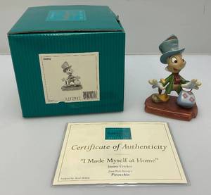lot 191 image: EST. $95.00-$150.00 Vintage WDCC Pinocchio Jimmy Cricket I Made Myself At Home Figurine   With COA In Original Box