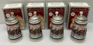 lot 245 image: Collectible Budweiser Holiday Steins (New Old Stock)