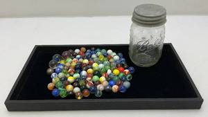 lot 248 image: Misc. Vintage Marbles (Some Glow Under UV Lights)