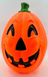 Large Vintage Plastic Lighted Halloween Pumpkin Blow Mold Decoration
