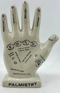 Ceramic Palmistry Hand Model with Illustrated Guide