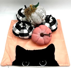 lot 68 image: Black Cat Pillow Cover and 5 Fabric & Paper Pumpkins