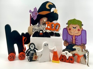 lot 78 image: Collection of Wooden Halloween Decorations