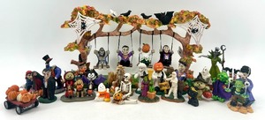 lot 80 image: Large Halloween Figurine Collection with Trees and Characters