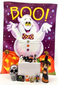 lot 81 image: Halloween Figurines, Witch Decor, and BOO Wall Banner Collection