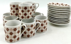 lot 21 image: Vintage Made in China Porcelain Espresso Cup and Saucer Set, 12 Cups & 12 Saucers