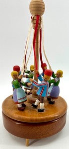 lot 47 image: Thorens Swiss Wood Maypole Music Box with Dancing Figures