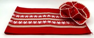 lot 48A image: Handcrafted Swedish Red Textile Bun Holder and Table Runner