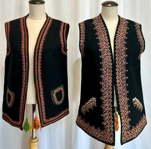 lot 99 image: Set of 2 Ukrainian Wool Vests with Traditional Embroidery