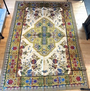 lot 100 image: Royal 63 x 92 Embroidered Rayon and Spun Rayon Tapestry, Made in Spain