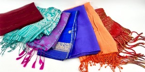 lot 107 image: Collection of Scarves Assorted Fabrics and Colors including Kenneth Cole