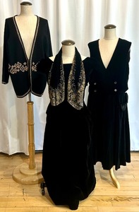 lot 110 image: Vintage Womens Black Velvet Formalwear Sets with Embellished Details