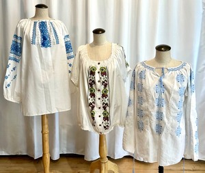 lot 111 image: Set of 3 Womens Cotton Peasant Tops with Embroidery